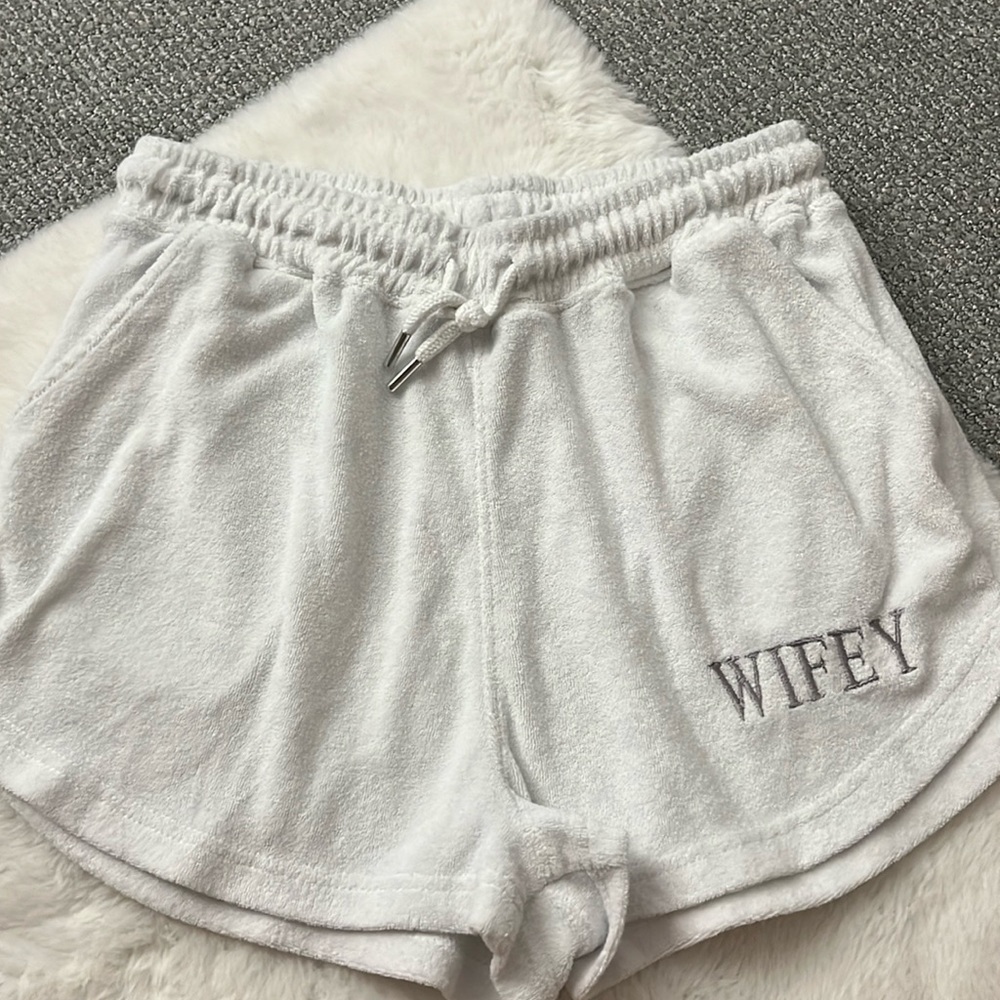 WIFEY statement towel shorts Six Stories
